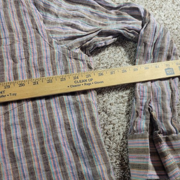 Cigar Couture Shirt Mens XL Linen Striped Long Sleeve Colorful Button Up Beachy - Picture 4 of 9